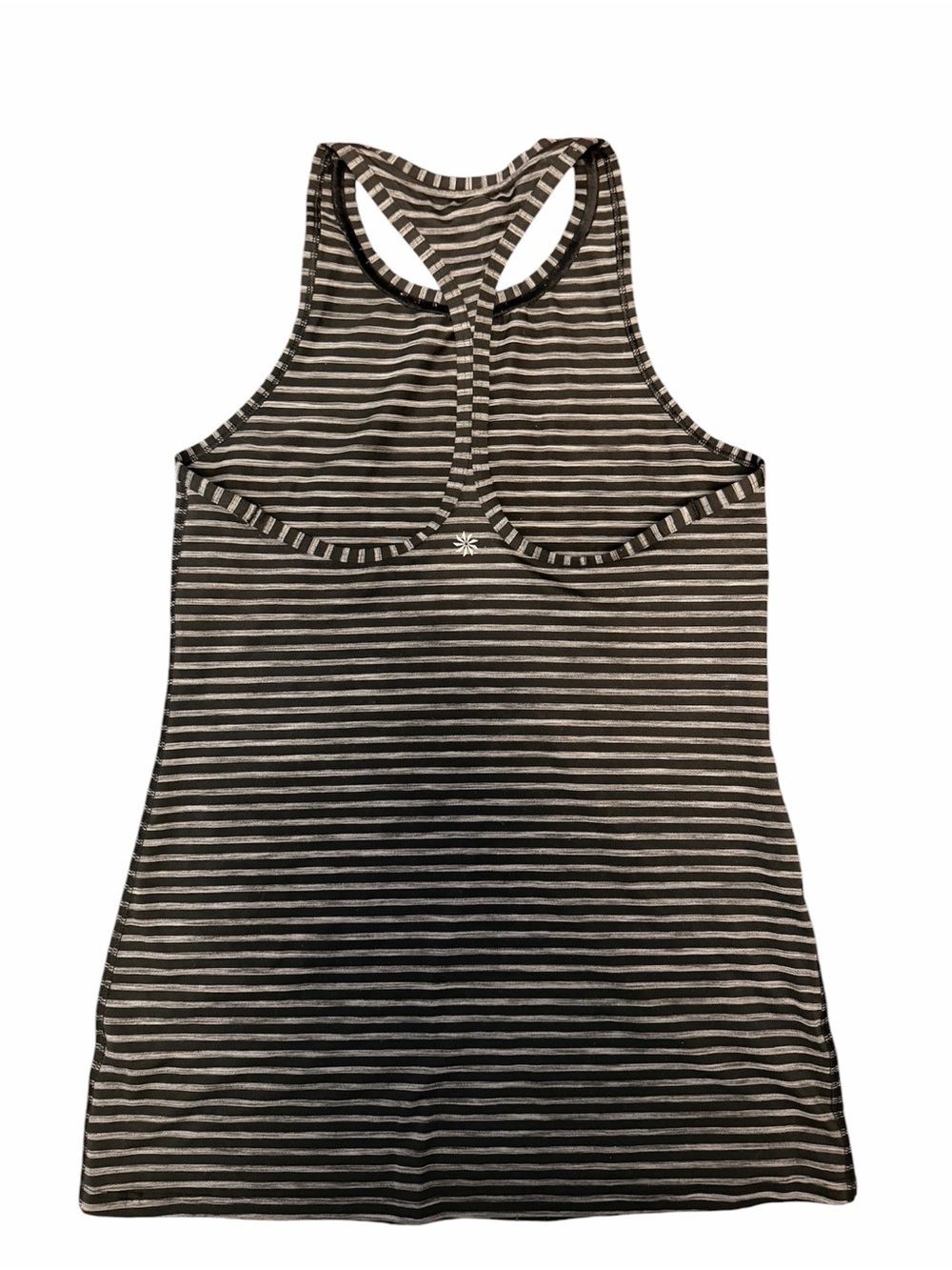 Athleta Black & Grey Striped Racerback Tank Top - size XXS - Picture 2 of 3